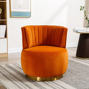 Sedia girevole moderna - Xylo - 360 gradi rivestimento velluto arancione