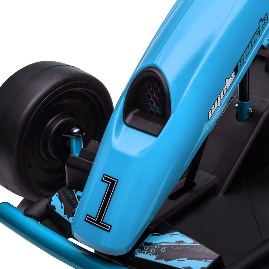 Go Kart Elettrico per Bambini 24V 13km/h Schienale Alto e Cintura di Sicurezza Blu e Nero