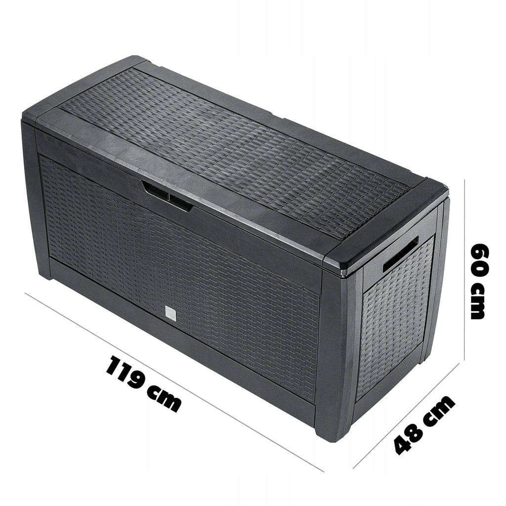 KADAX Box da giardino per balcone, contenitore per balcone e terrazzo, 310 litri, colore antracite