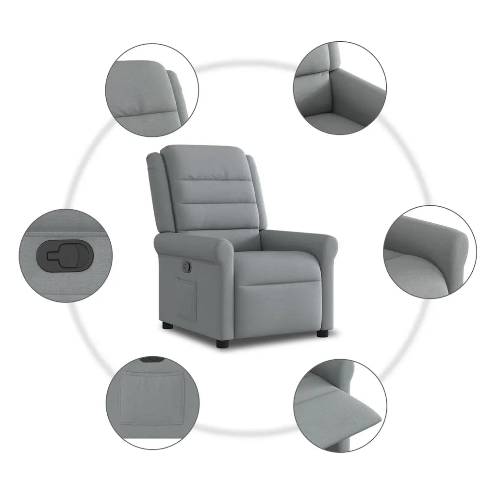 Divano Sedia-Poltrona Reclinabile in Tessuto Grigio Chiaro 610884