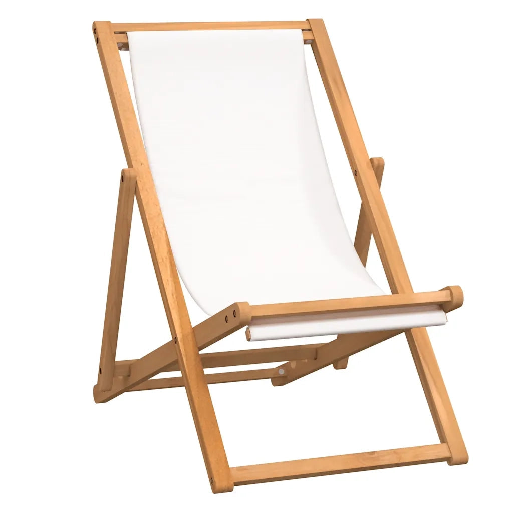 Sedia da Giardino | Sedia a Sdraio in Legno di Teak 56x105x96 cm Crema