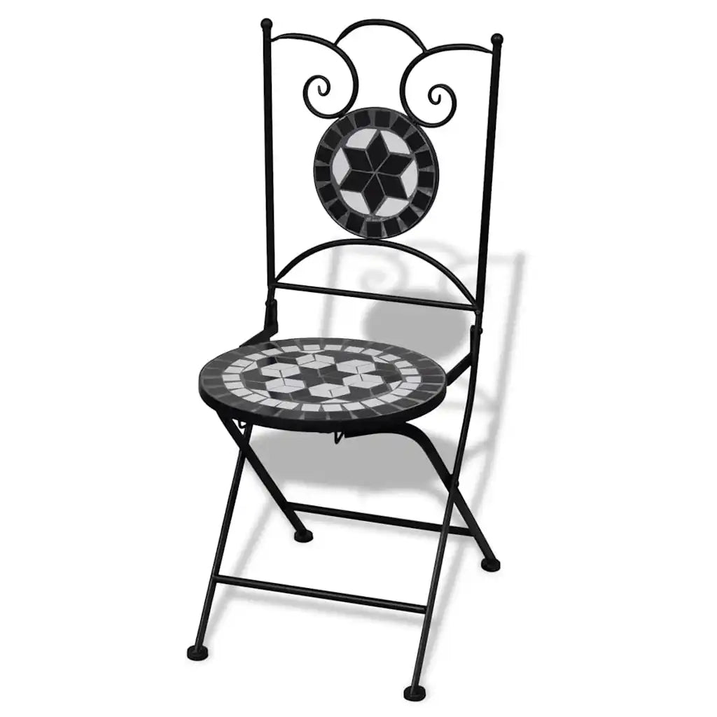 Sedie da Bistrot Pieghevoli 2 pz in Ceramica Nero e Bianco 41533
