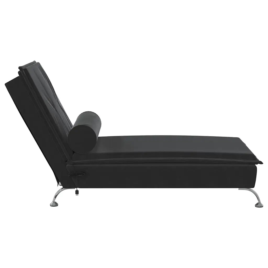 Chaise Longue Massaggi con Cuscino a Rullo Nero in Velluto CFW1484756