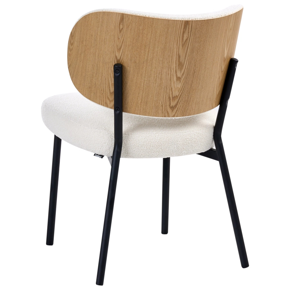 Set di 2 sedie da pranzo in ecopelle bianco sporco con gambe in ferro nero, senza braccioli con coprigambe design moderno minimalista sala da pranzo