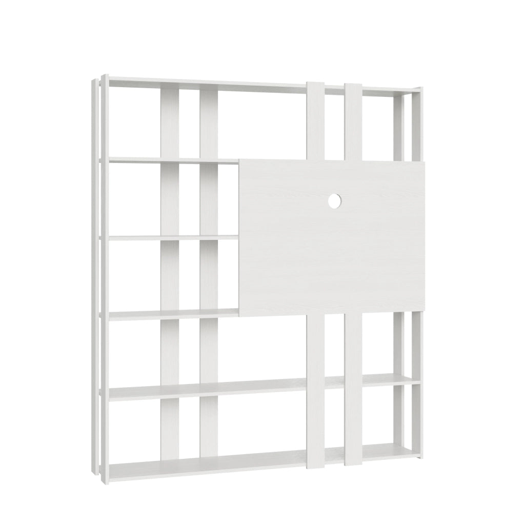 Libreria a giorno Kato N con pannello porta TV bianco frassino