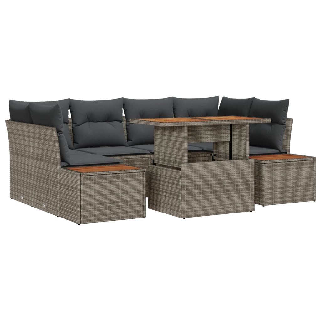 Set Divano Giardino 6 Pezzi con Cuscini Grigi Polyrattan