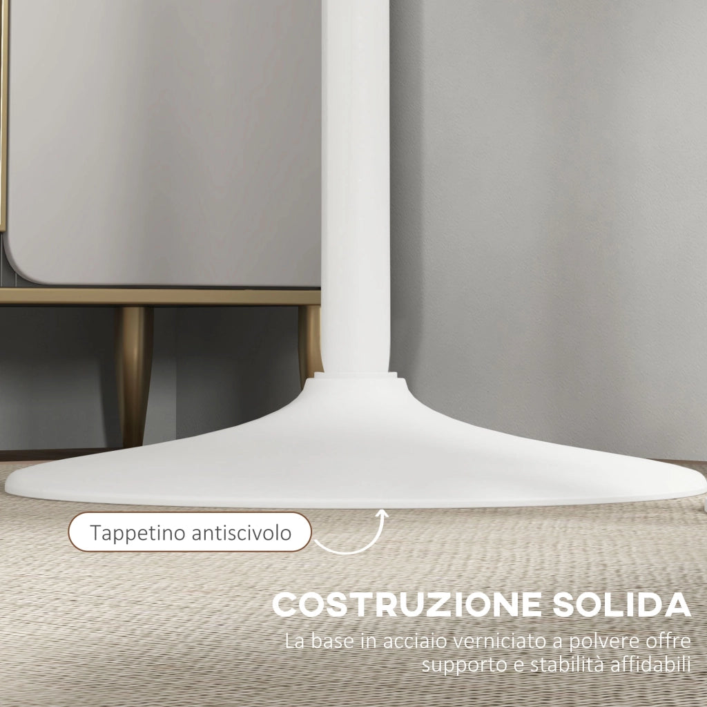 Tavolo da Cucina Alto Bar Ø60x102 cm per 2 Persone in MDF e Metallo Bianco