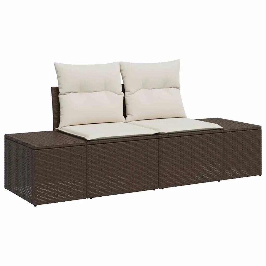 Set Divano da Giardino con cuscino 7 pcs Marrone e Crema