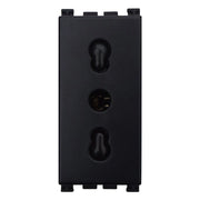 Presa Bipasso Bivalente 2P+T 10/16A Colore Nero Compatibile Con Vimar Arke