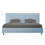 BS COM Letto matrimoniale king size senza rete imbottito 180x190 microfibra azzurro