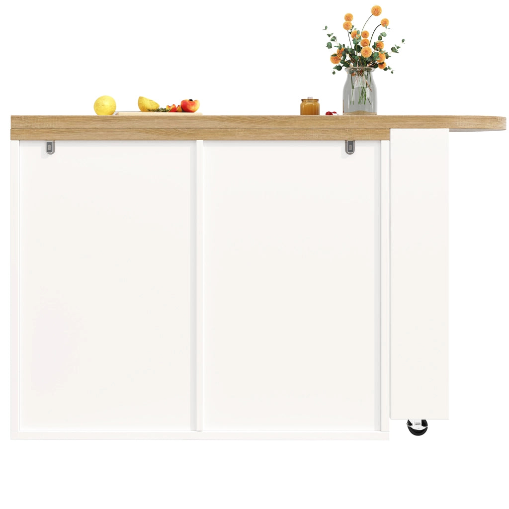Mobile bar con 3 cassetti e ripiani regolabili; rotazione 360° - in MDF e metallo - bianco