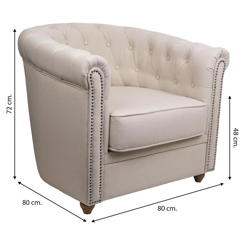Poltrona imbottita bianca 80x80x48/72h