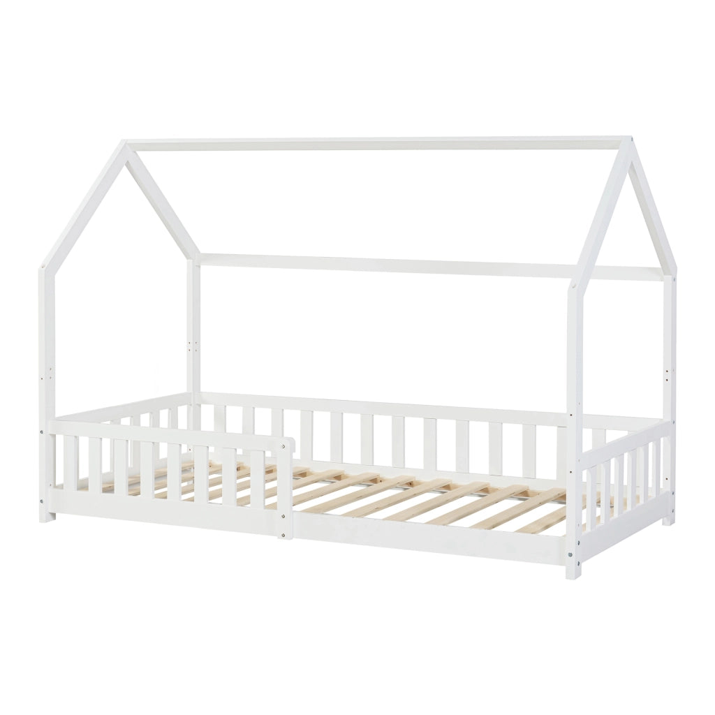 Letto Casetta per Cameretta Ydre con Materasso 90x200 cm Bianco [en.casa]
