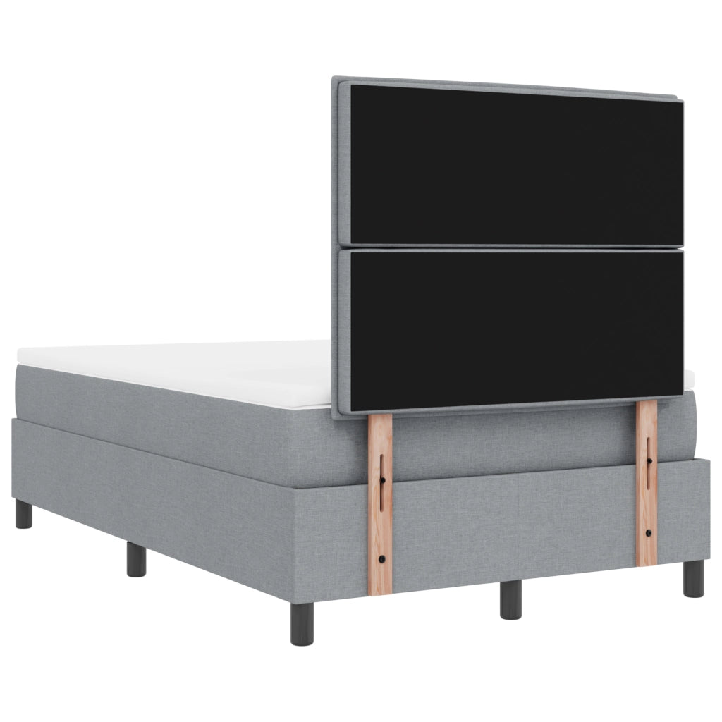 Letto Box Spring con materasso & LED Grigio Chiaro 120x200 cm Tessuto