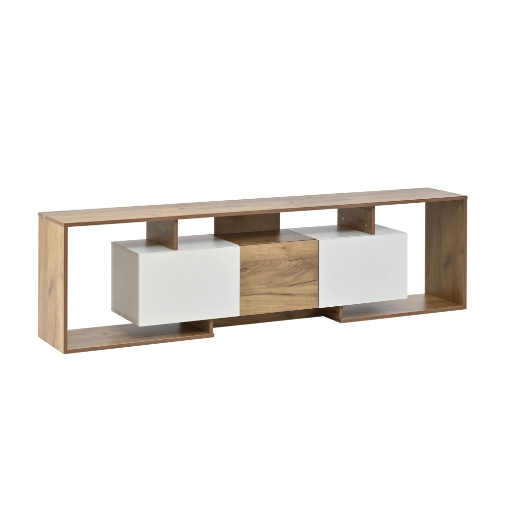 Mobile TV con 2 ante; 1 anta ribalta e 3 vani aperti - per soggiorno - 180x30x49 cm