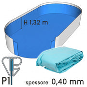 Liner Per Piscine Ovali In Lamiera Di Acciaio 5,50 X 3,66 X H. 1,32 - Colore Azzurro- Spessore 0,60 Mm Colore: Azzurro