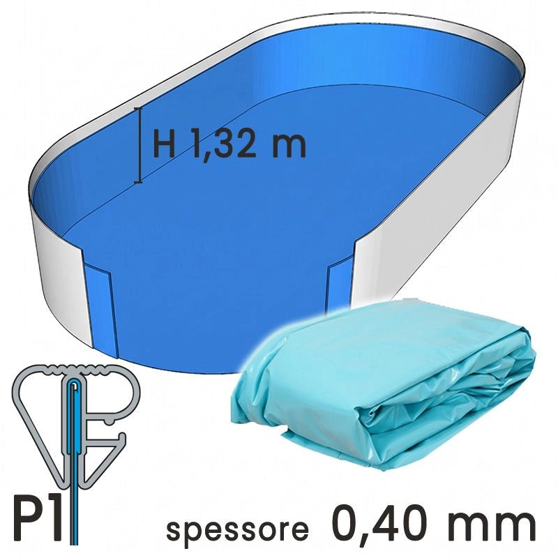 Liner Per Piscine Ovali In Lamiera Di Acciaio 5,50 X 3,66 X H. 1,32 - Colore Azzurro- Spessore 0,60 Mm Colore: Azzurro