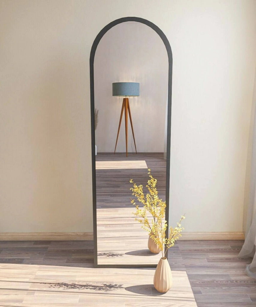Specchio Artus, Specchiera, Articolo d'arredo a muro, Decorazione con specchio, 50x2h160 cm, Nero