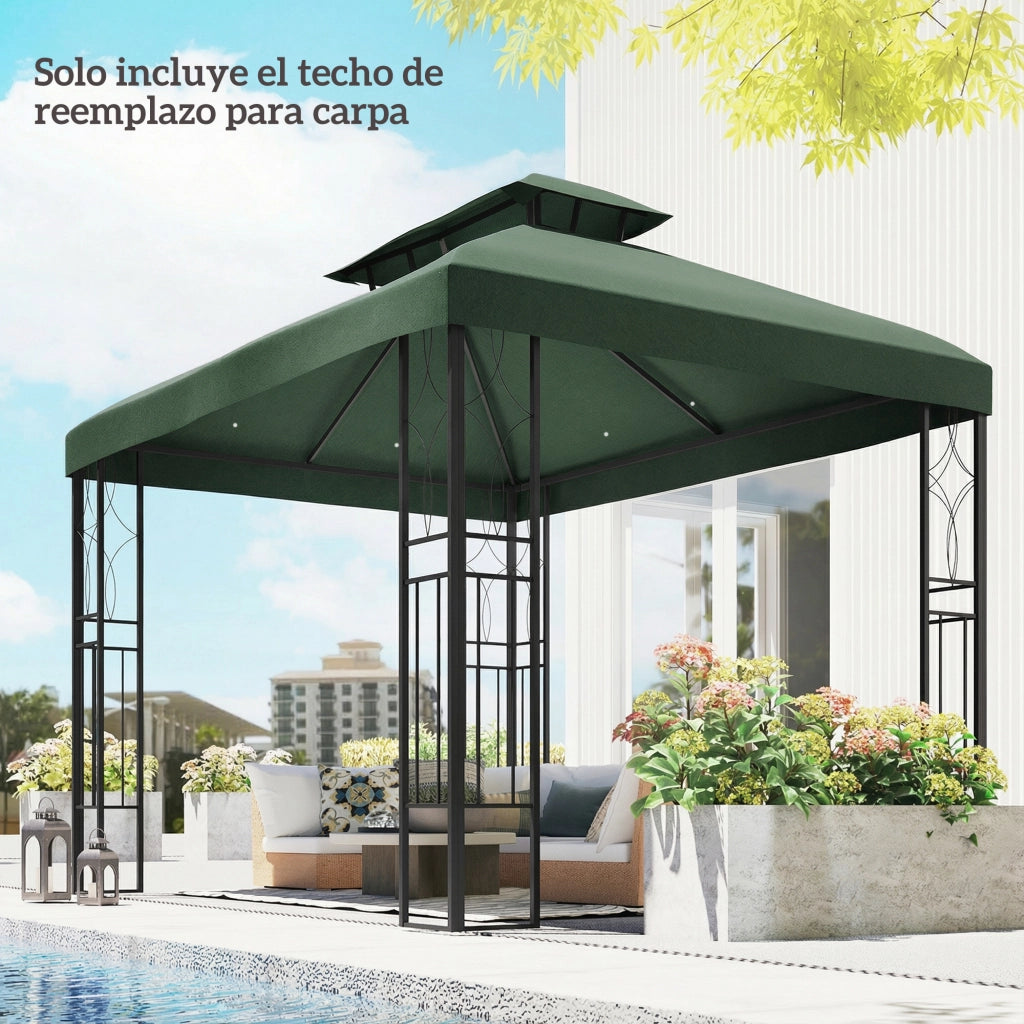 Toldo per Esterno 4x3 m ¨C zephmum ¨C Verde, Protezione UV, Doppio Tetto