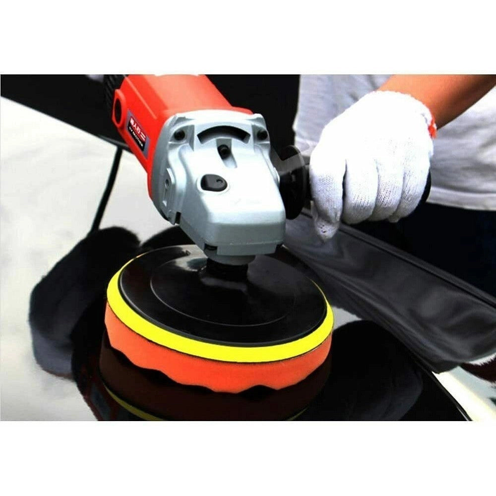 Trade Shop - Kit 10 Pz Spugna Lucidante Ceratura + Adattatore Per Trapano Lucidatrice 80mm -