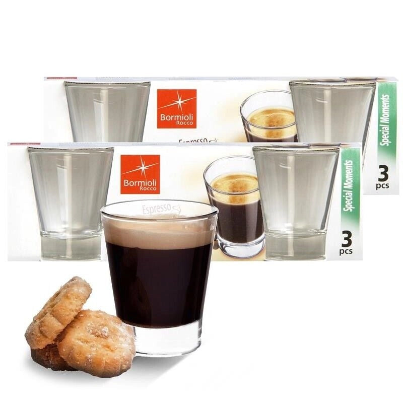 6 CAFFEINO BORMIOLI BICCHIERI TAZZINE PER CAFFÈ ESPRESSO IN VETRO TRASPARENTE