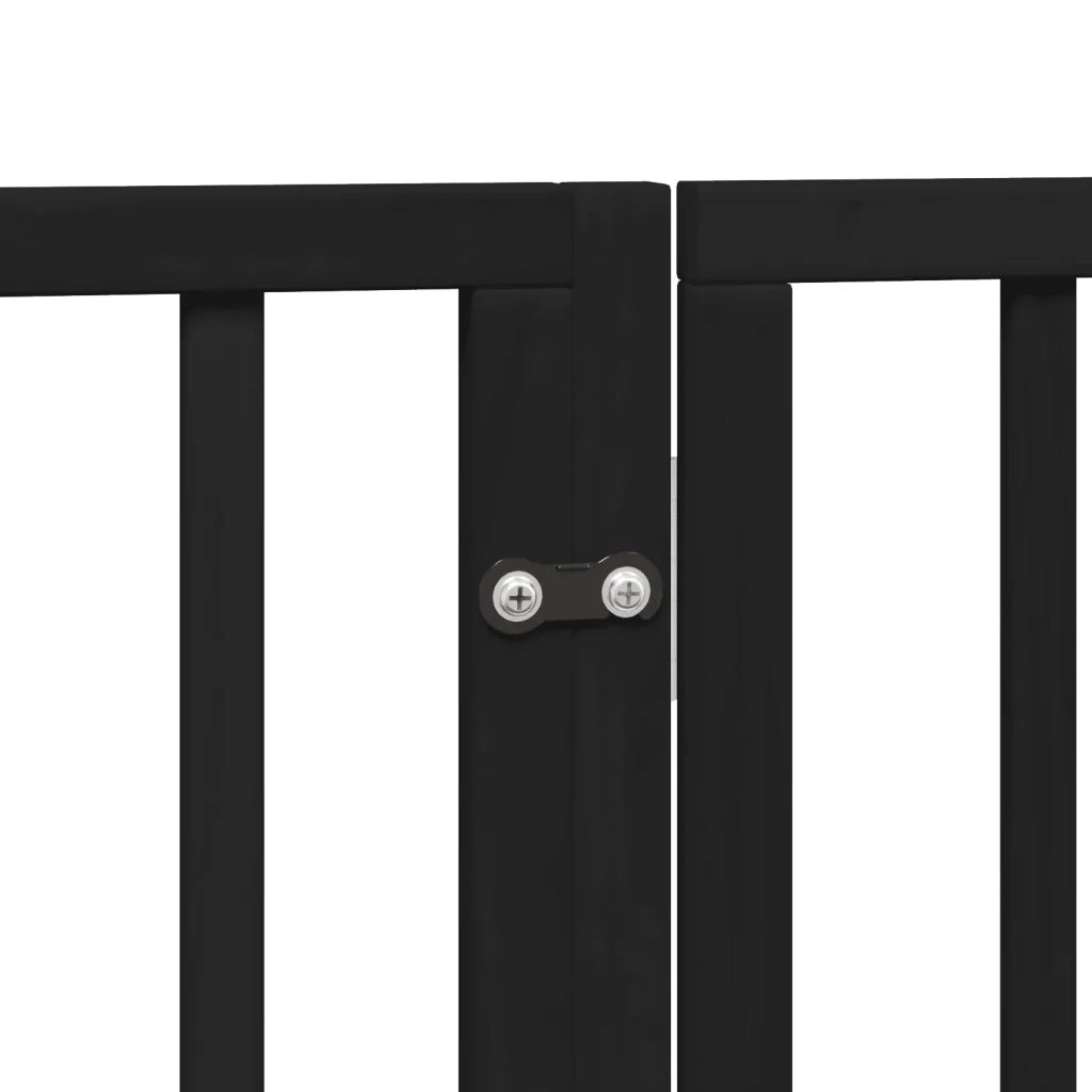 Cancello per Cani Porta Pieghevole Nero 6 Pannelli 300cm Pioppo 352189