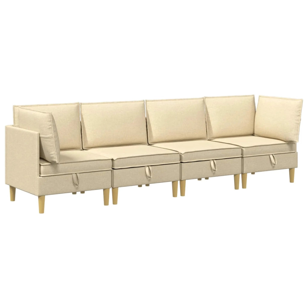 Set di mobili per il soggiorno con cuscino 4 pcs Crema Tessuto 3413709