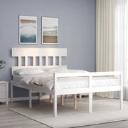Letto per Anziani-Struttura Letto per Anziani  Bianco Testiera Small Double Legno Massello 381329