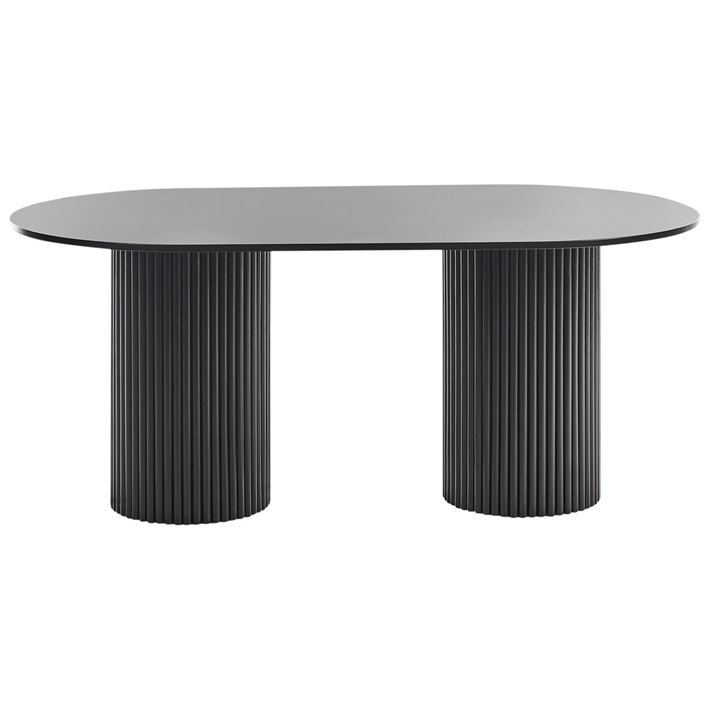 Tavolo da pranzo Piano in MDF nero Gambe in legno di gomma 180 x 100 cm Stile rustico moderno