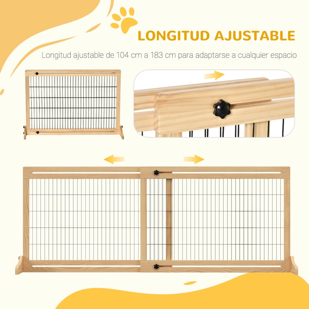 Barriera per Cani in Legno ¨C Minimal ¨C 104-180x36x69 cm Naturale