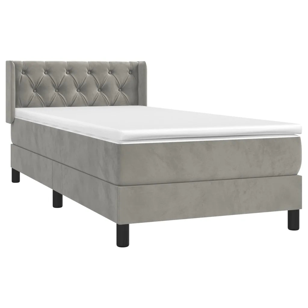 Giroletto a Molle con Materasso Grigio Chiaro 80x200 cm Velluto cod mxl 61941
