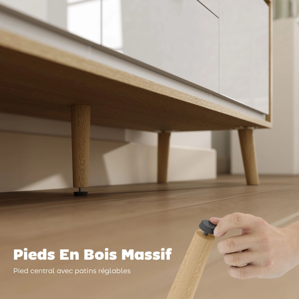 Mobile TV con 2 ante e 2 cassetti ¨C zephmum ¨C bianco lucido 120x35x50 cm