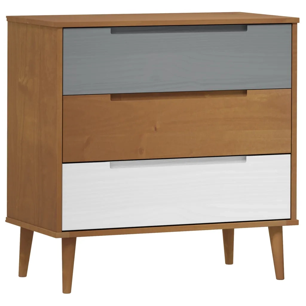 Cassettiera MOLDE Marrone 80x40x80 cm in Legno Massello di Pino CFW3214411