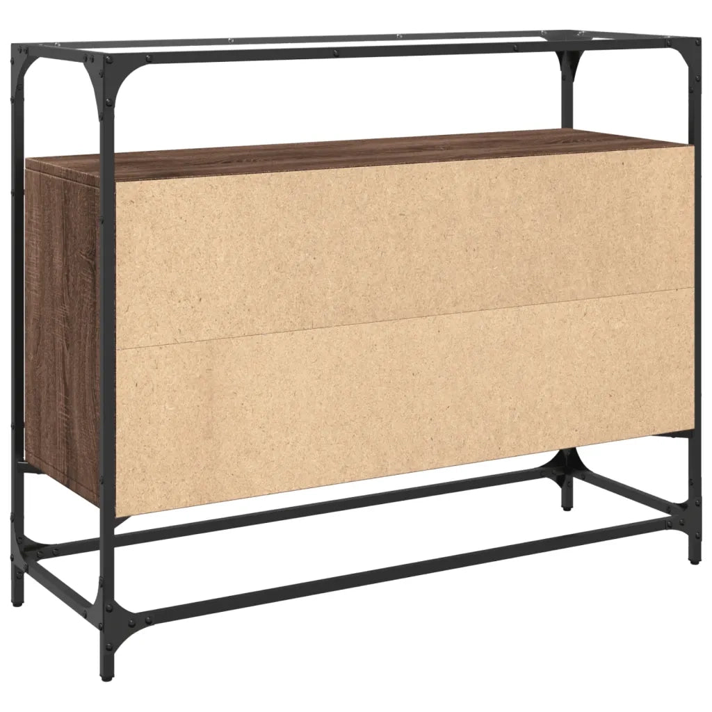 Credenza | Madia | Buffet da pranzo | Armadio da pranzo Piano Vetro Rovere Marrone 98x35x81 Legno Multistrato