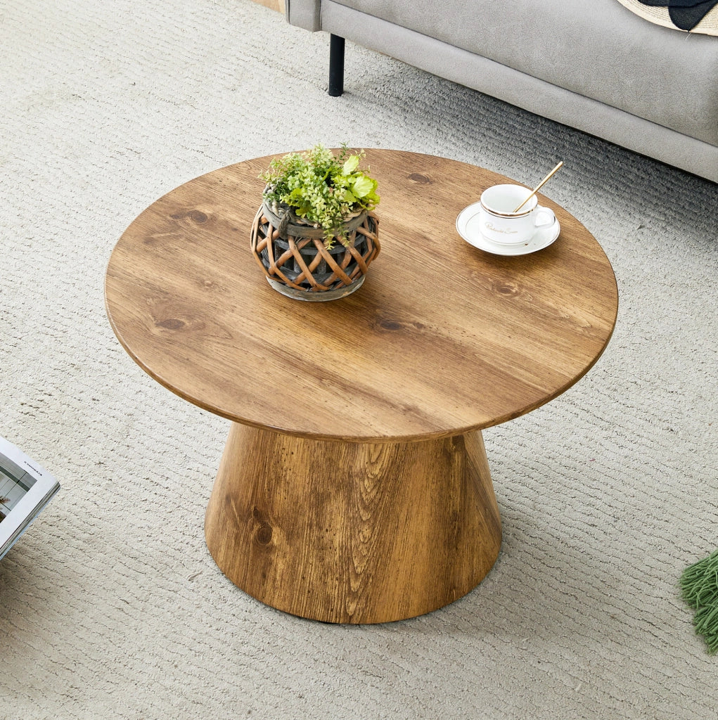 Tavolino rotondo in MDF effetto legno; resistente fino a 120 kg; naturale
