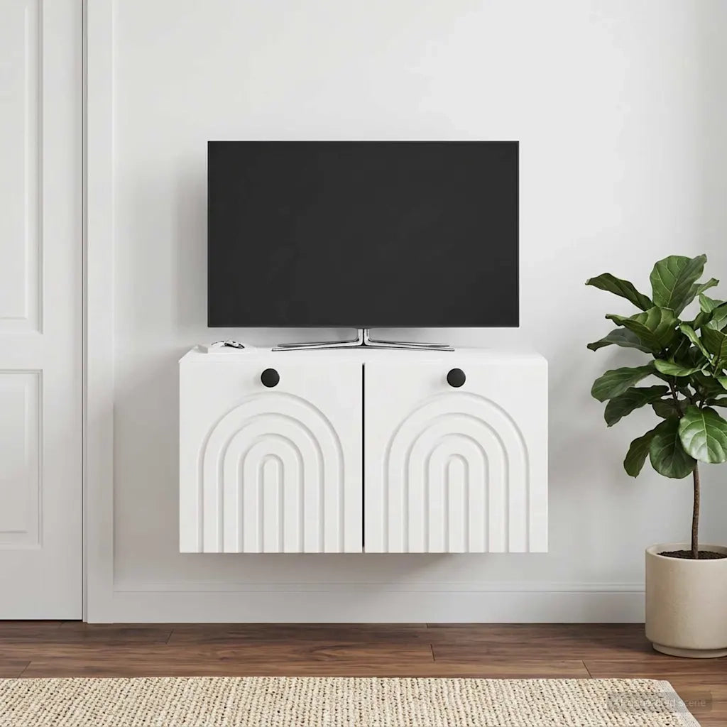 Mobile Porta TV da Muro Bianco Lucido 59,5 x 41 x 30 cm 898169