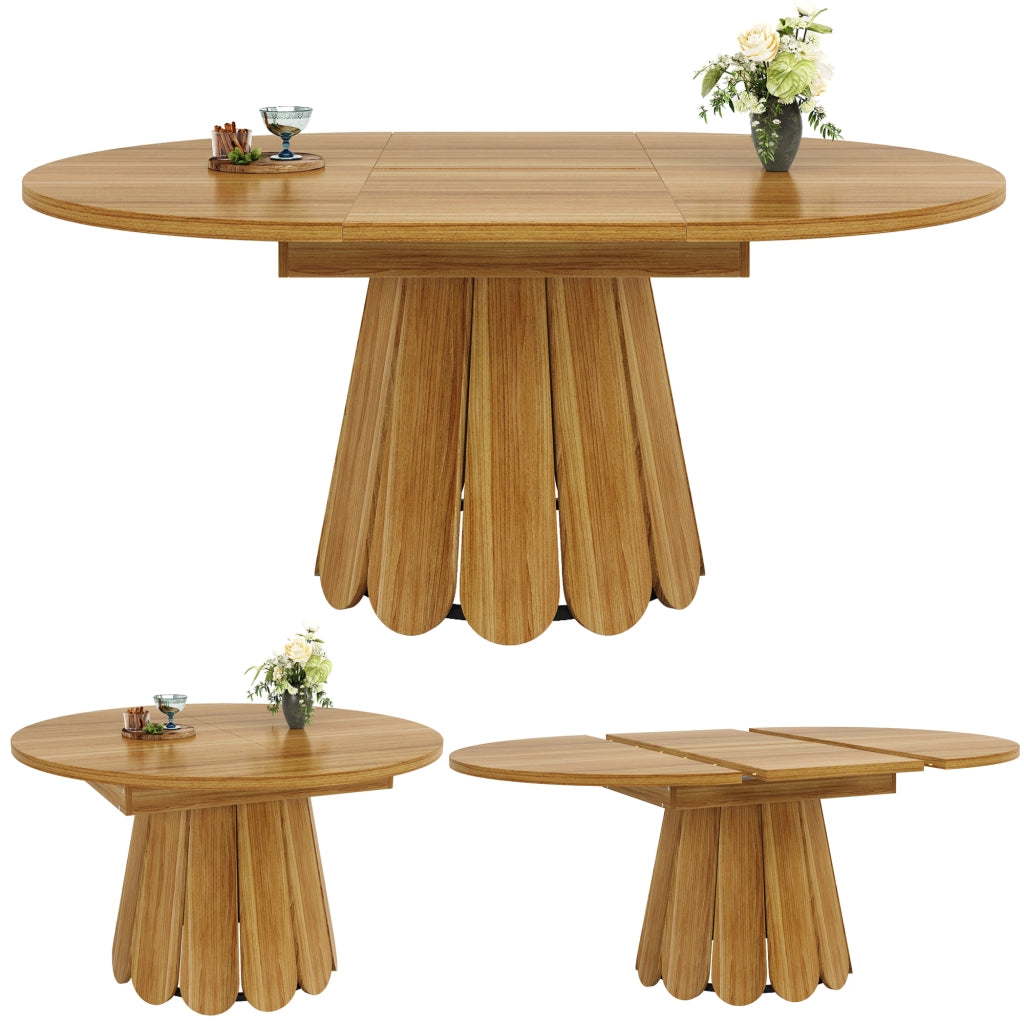 Tavolo da Pranzo Allungabile Rotondo ¨C MINIMAL ¨C Legno Marrone, 118-158 cm, 6 Persone