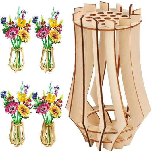 Vaso unico in legno per fiori, vaso per bouquet, supporto in legno per rose, ciliegie, girasoli, tulipani, narcisi e fiori di loto