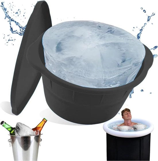 Igloo in silicone - grande - 36 kg - contenitori per ghiaccio riutilizzabili - con coperchio - supporto per ghiaccio - vasche da bagno - bagni di ghiaccio - piscine fredde - rotondo
