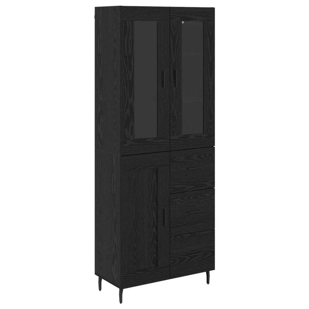 Credenza 2 pz-Set di 2 Buffet-Armadio da cucina Rovere Nero Legno Stratificato e Vetro 897630