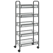 Carrello da Cucina-Scaffale per Cucina con 5 Ripiani Nero 46x26x105 cm in Ferro