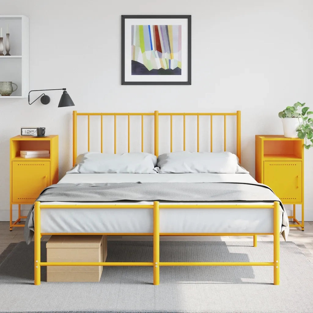 Comodini 2 pz-Set di 2 Tavolino da notte Giallo Senape 36x39x78 cm in Acciaio 303515