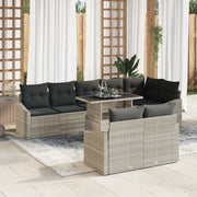 Set Divano da Giardino 9 Pezzi con Cuscini Grigio Chiaro.