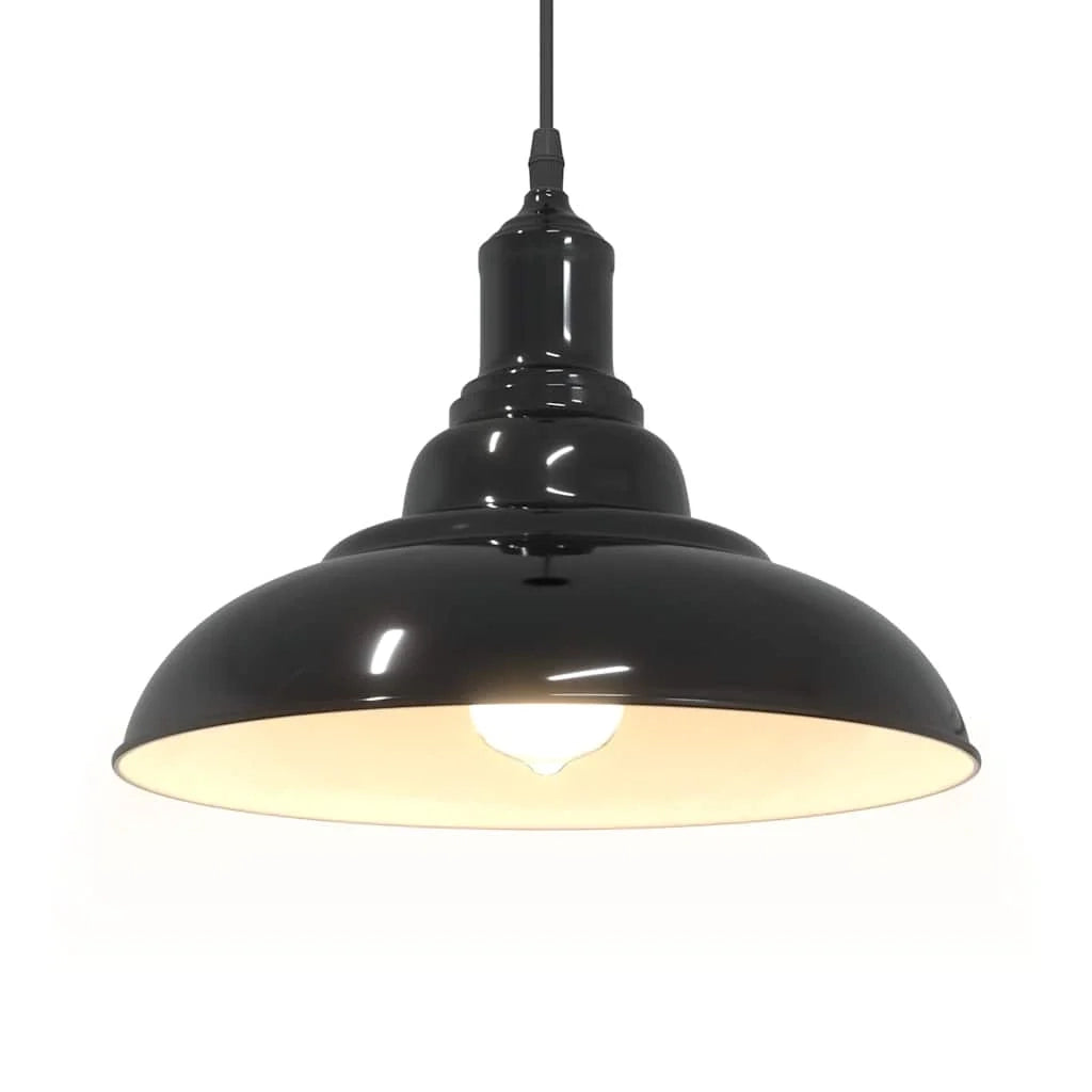 Lampada a sospensione vintage regolabile altezza 31 x 13 cm versatile per cucina e soggiorno metallo nero lucido 02_0058002