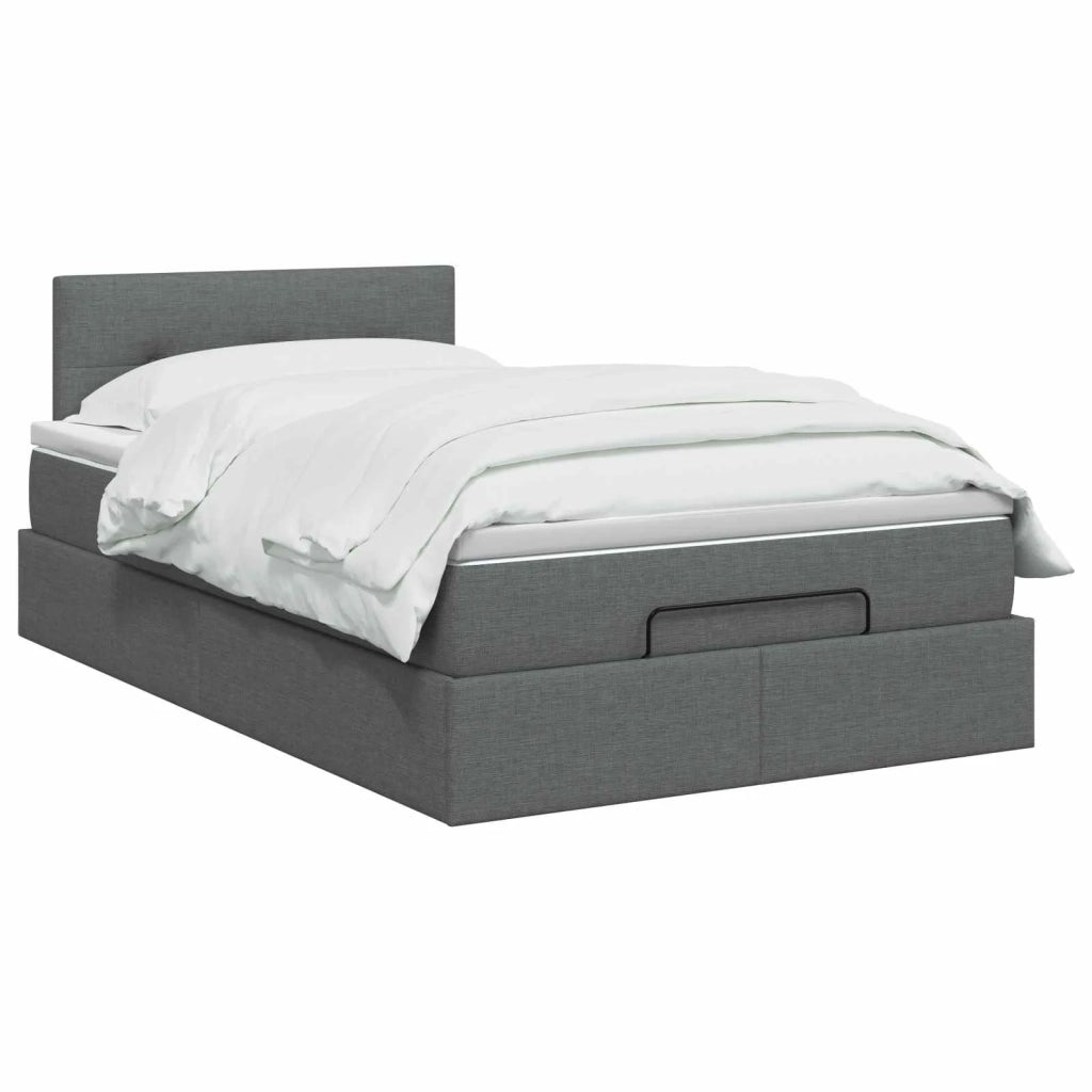 Letto Ottomano con Materasso e LED Grigio Scuro 120 x 200 cm 3456899