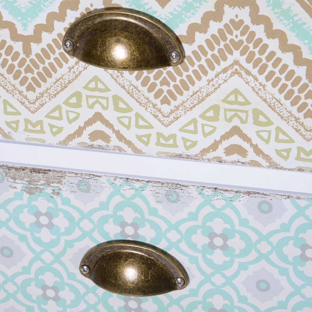 Cassettiera shabby chic con 5 cassetti in MDF multicolore