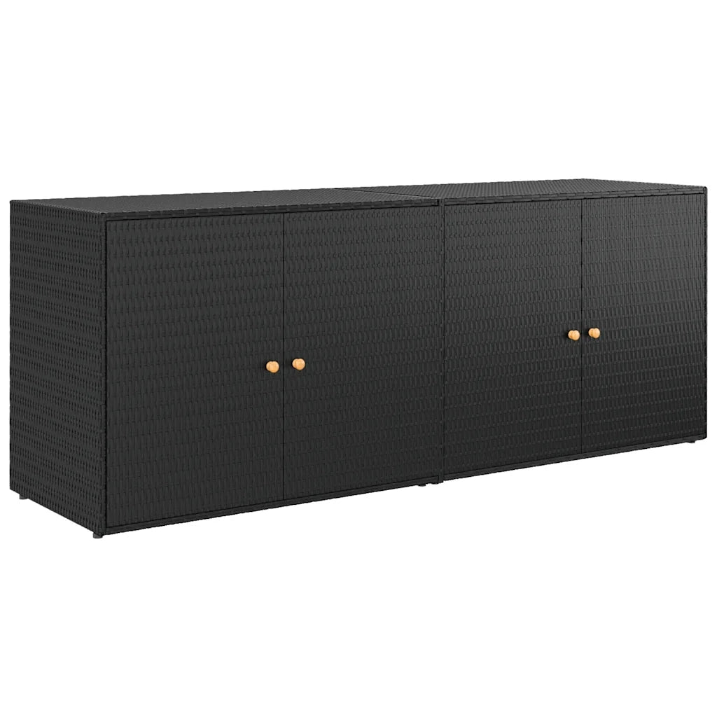 Mobiletto da giardino-Baule da Giardino nero 198x55,5x80 cm in polyrattan