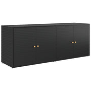 Mobiletto da giardino-Baule da Giardino nero 198x55,5x80 cm in polyrattan