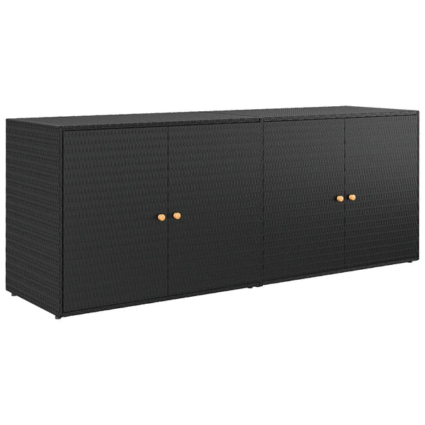 Mobiletto da giardino-Baule da Giardino nero 198x55,5x80 cm in polyrattan