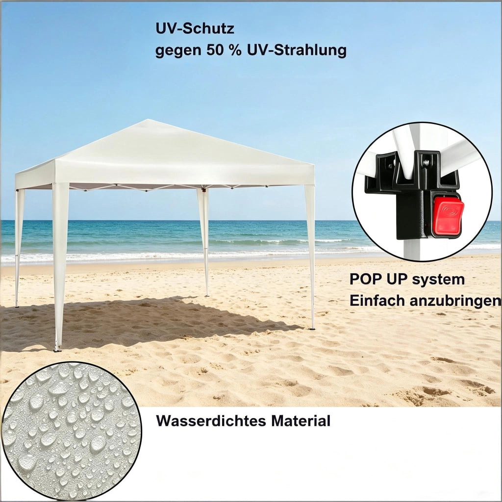 GAZEBO 3x3 m Regolabile in Altezza Giallo Chiaro Ferro e Tessuto Oxford